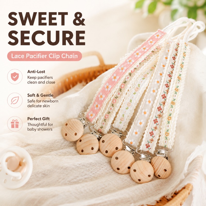 Baby Products Manufacturers - Prendedor de Chupeta de Renda para